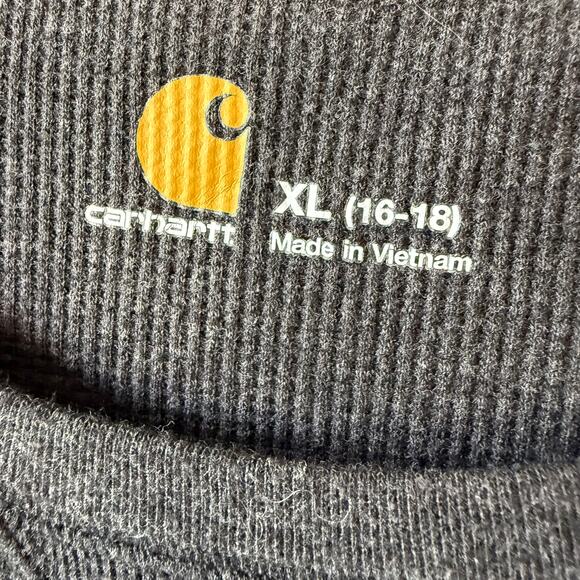 Carhartt Size XL Gray Waffle knit pullover top with cuff button detail A++ - Picture 2 of 10